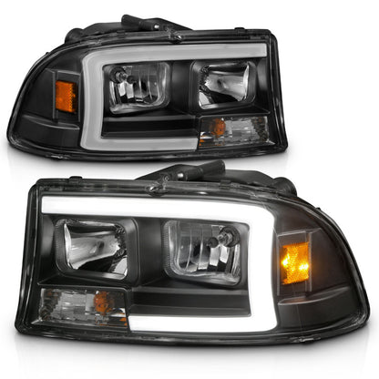 ANZO 97-04 Dodge Dakota/Durango Crystal headlight Set w/ Light Bar Black Housing 111591 111591 User 1
