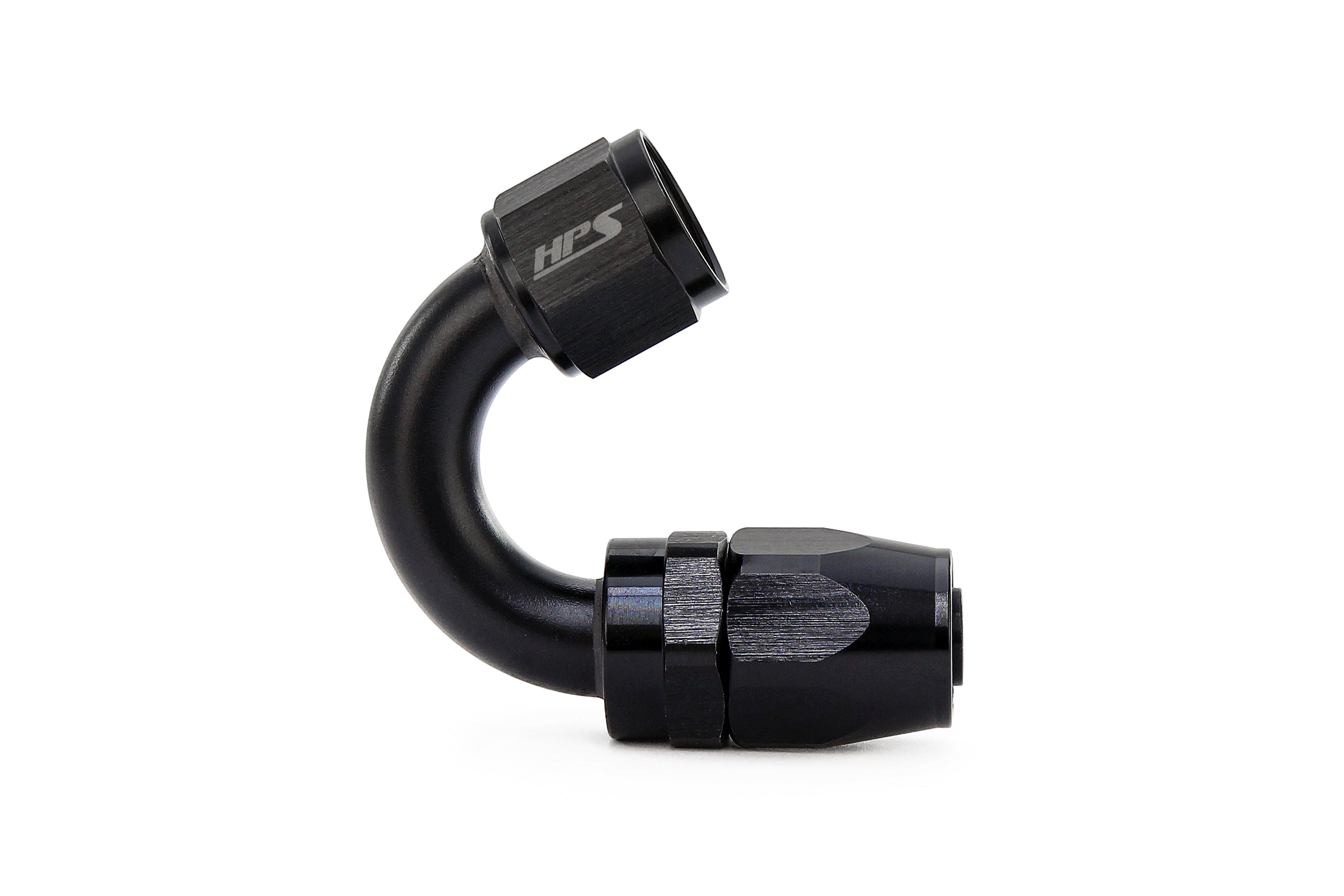 HPS Performance Straight/ 30-180 Degree 4-12 Compression Double Swivel Hose End to AN Female, Aluminum, Black