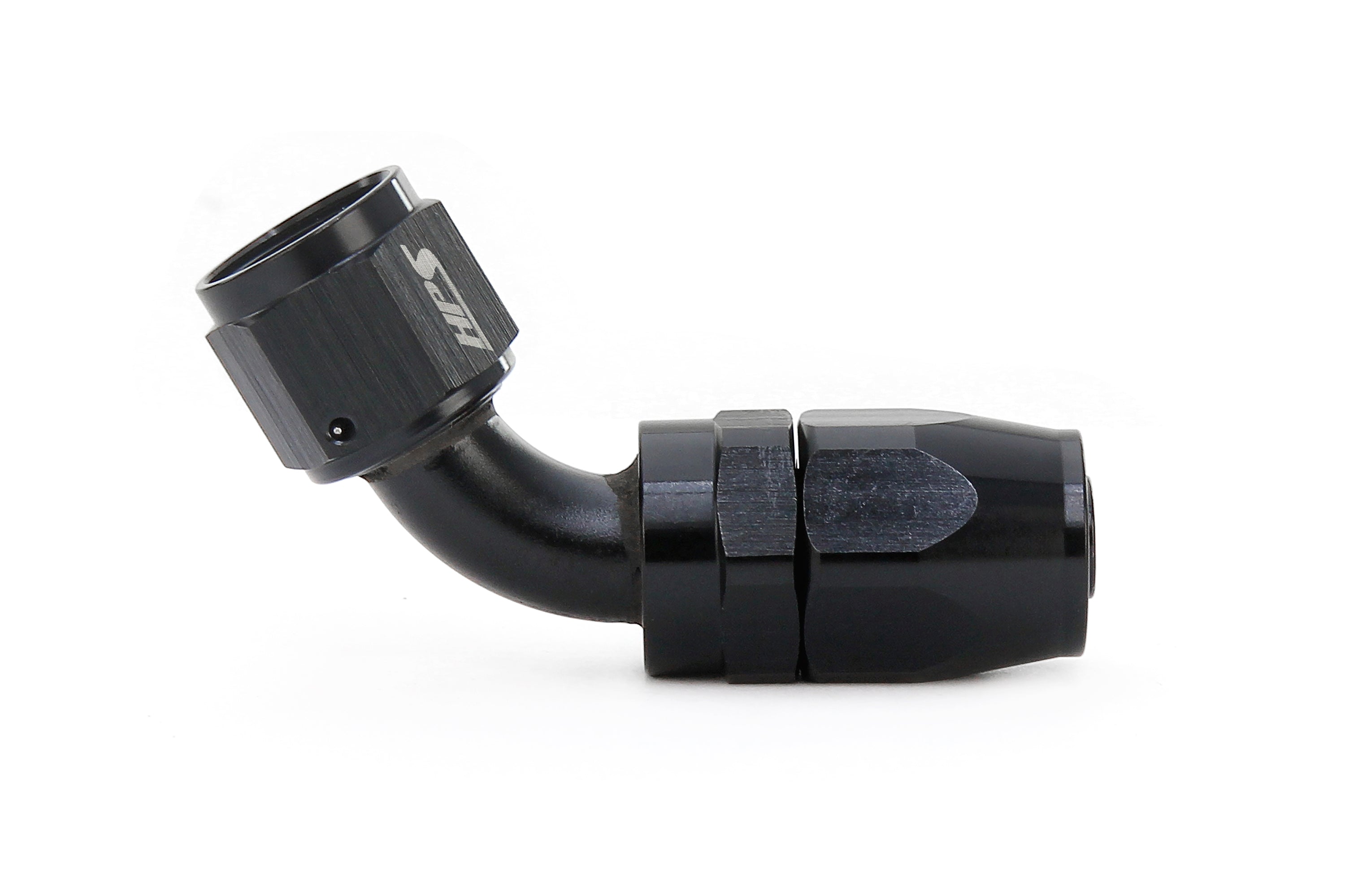 HPS Performance Straight/ 30-180 Degree 4-12 Compression Double Swivel Hose End to AN Female, Aluminum, Black