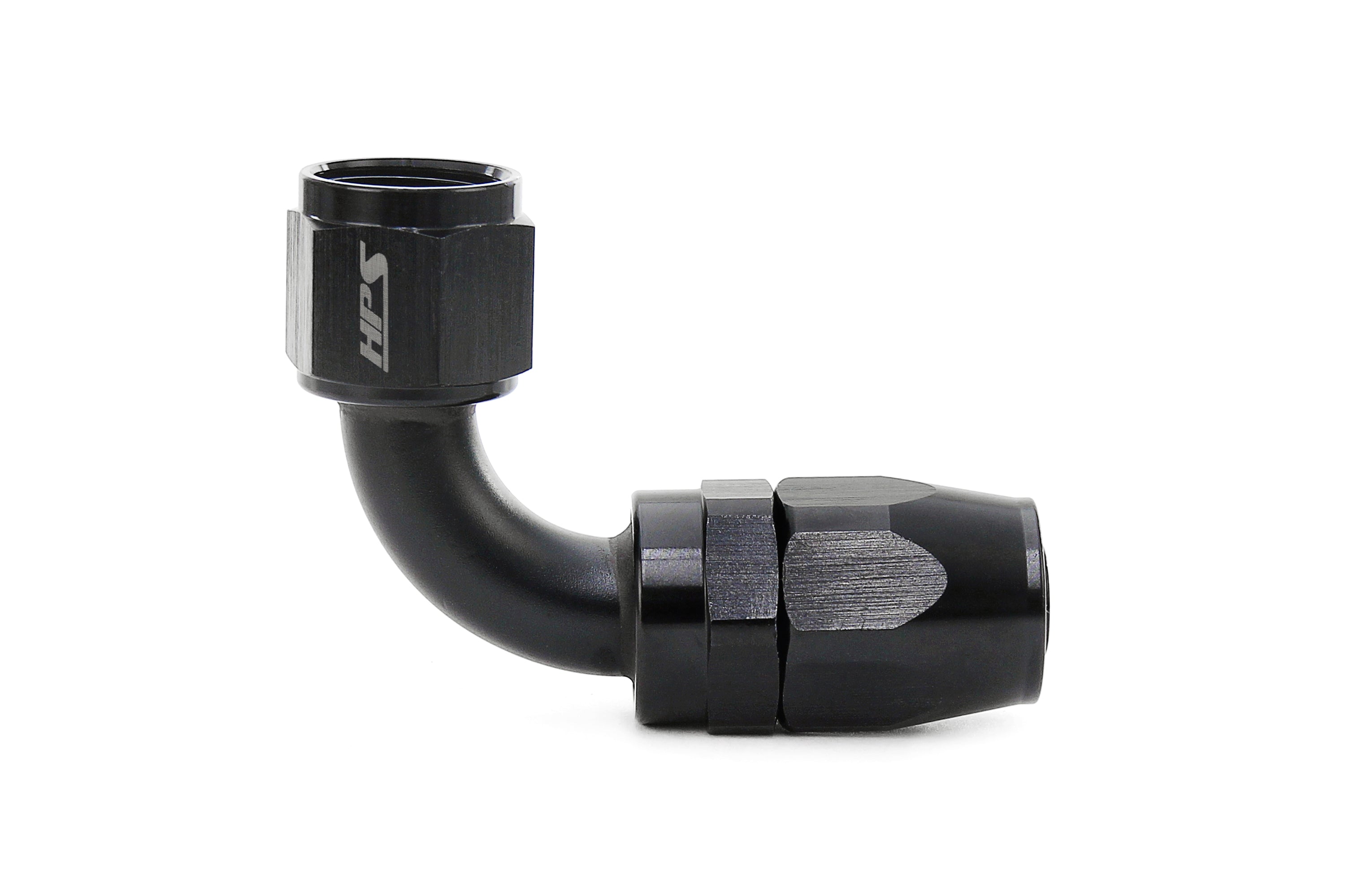 HPS Performance Straight/ 30-180 Degree 4-12 Compression Double Swivel Hose End to AN Female, Aluminum, Black