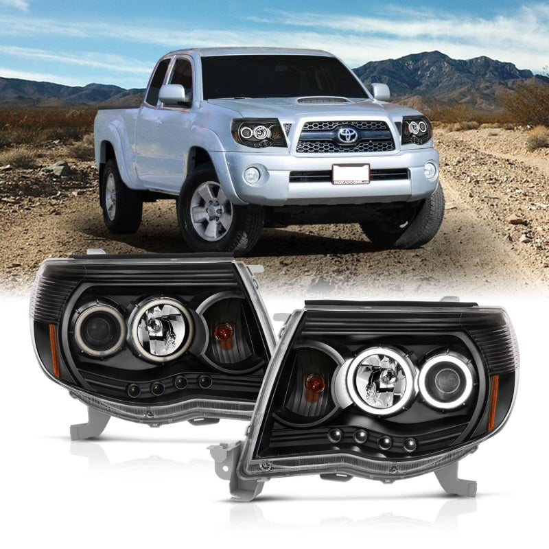 Anzo 2005-2011 Toyota Tacoma Projector Headlights w/ Halo Black 121282 Photo - Primary