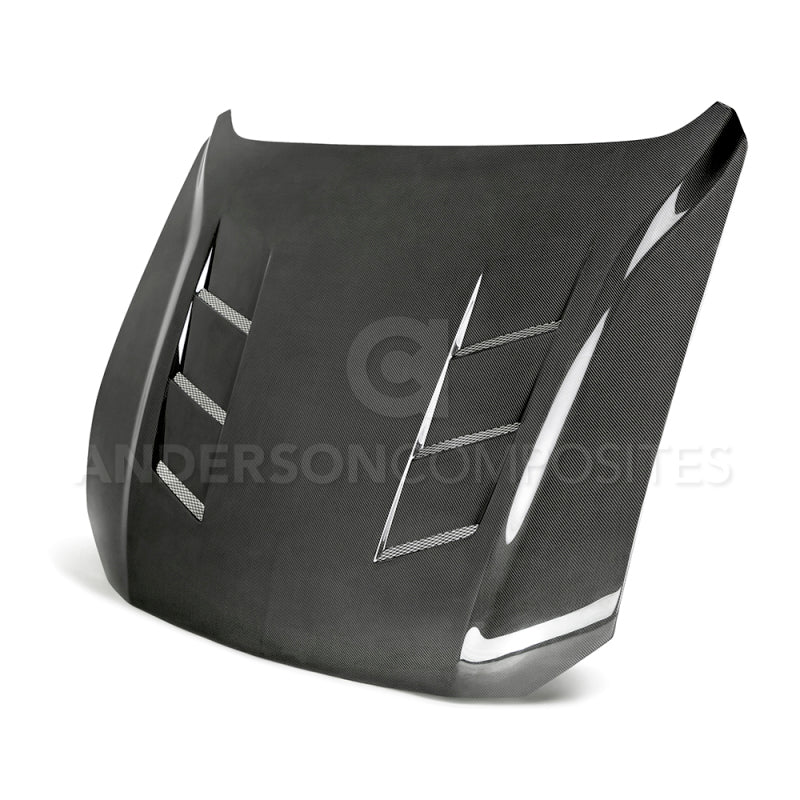 Anderson Composites 2018 Ford Mustang GT Type-SA Style Heat Extractor Double Sided Carbon Fiber Hood AC-HD18FDMU-SA-DS AC-HD18FDMU-SA-DS Photo - Primary