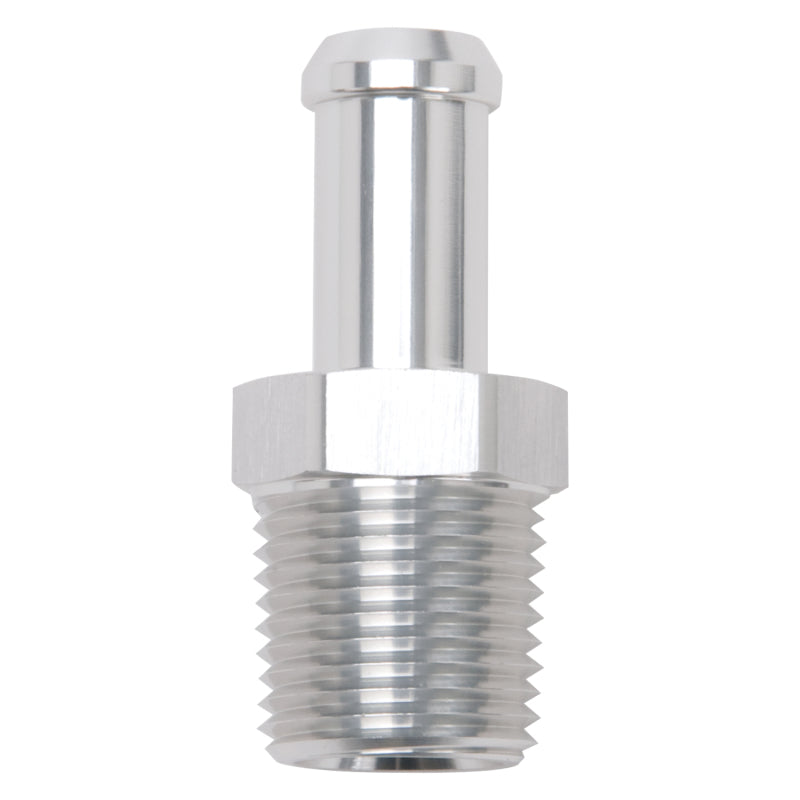 Edelbrock Hose End, Straight, 1/2" NPT to 1/2" Barb, Clear Anodize 8121 Photo - Primary