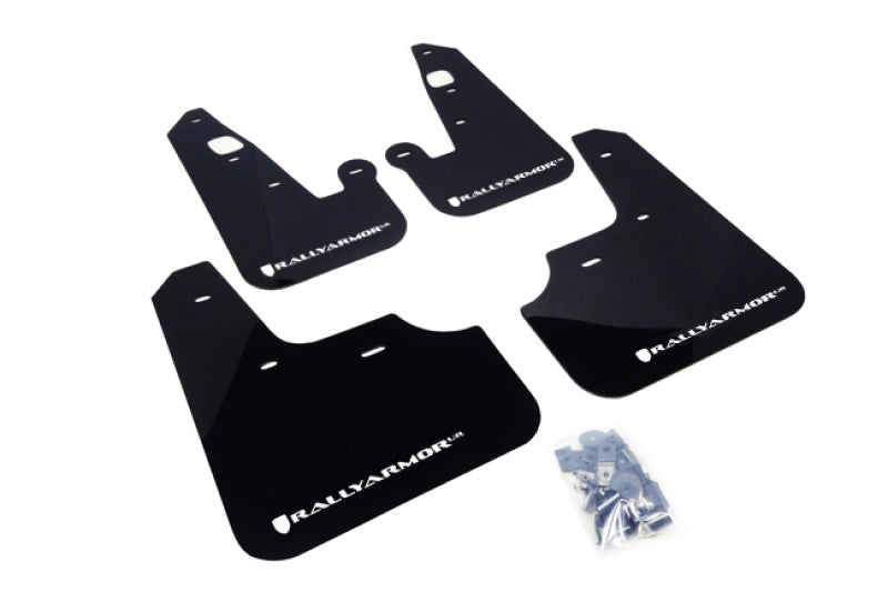 Rally Armor 07+ Lancer UR Mud flap White logo MF8-UR-BLK/WH Photo - Primary