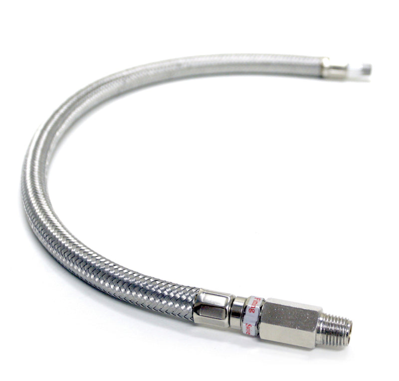 Kleinn Air Horns Kleinn 18In Stainless Steel Braided Leader Hose w/ Check Valve-1/4In M NPT Inlet/ 1/4In M NPT Outlet 30202 30202 Photo - Primary