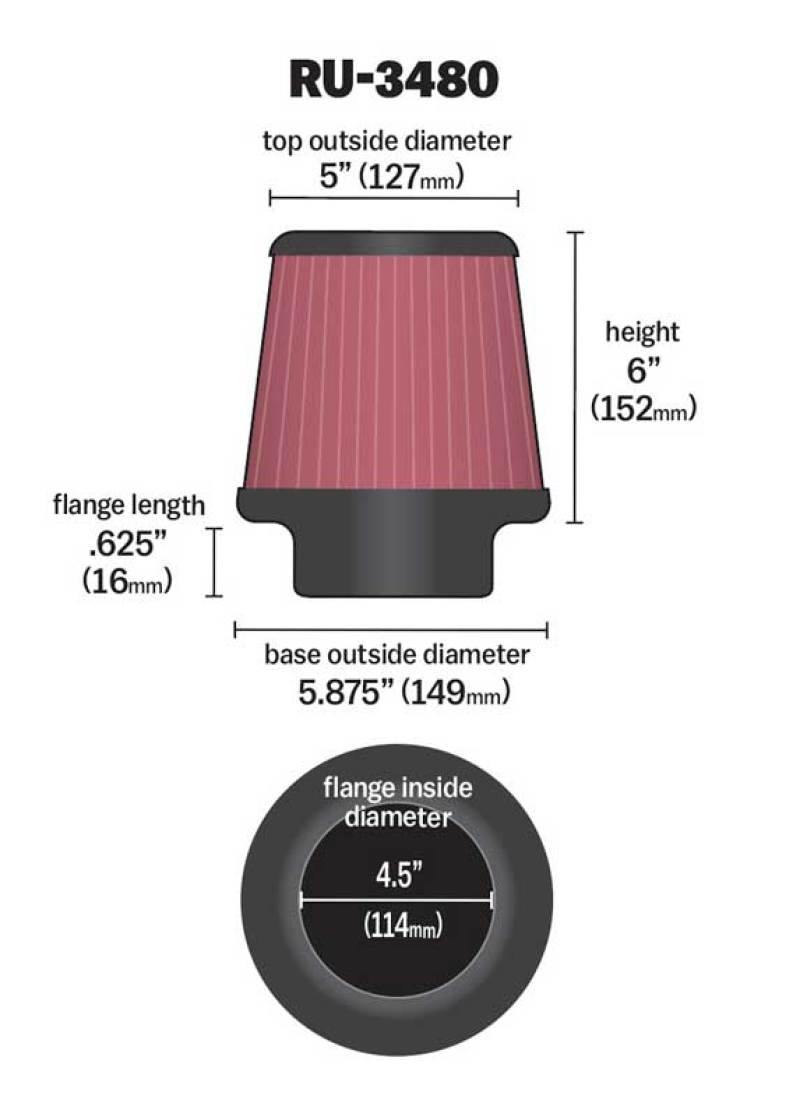 K&N Engineering KN Universal Air Filter Air Filters Air Filters - Universal Fit main image