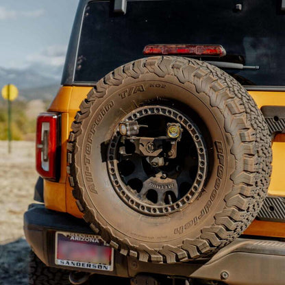 KC HiLiTES 2018+ Jeep Wrangler JL / 2021+ Ford Bronco Raptor Spare Tire Carrier Light Mount 7478 7478 Photo - lifestyle view