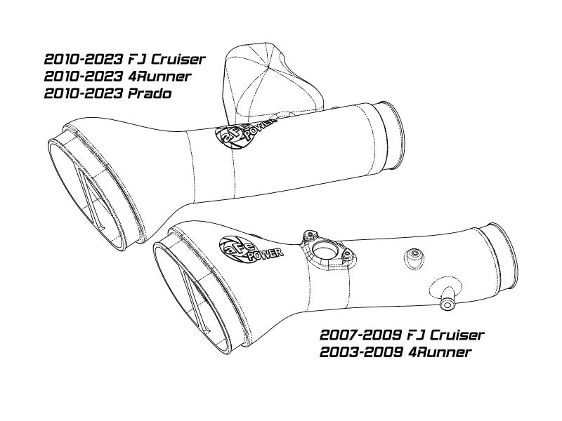 aFe Momentum GT Red Edition Cold Air Intake System w/ Pro DRY S Filter Toyota FJ Cruiser 07-23 V6-4.0L 50-70095DR 50-70095DR Technical Drawing