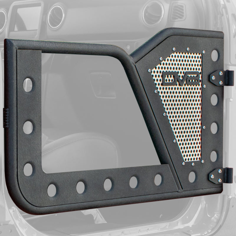 DV8 Offroad Jeep 18+ Wrangler JL / 20+ Gladiator JT Front Rock Doors w/ Perforated Aluminum Mesh RDJL-01F RDJL-01F Photo - Mounted