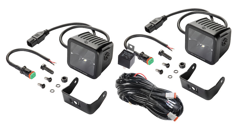Hella Universal Black Magic 3.2in L.E.D. Cube Kit - Flood Beam (Long Range) 358176821 358176821 Photo - out of package