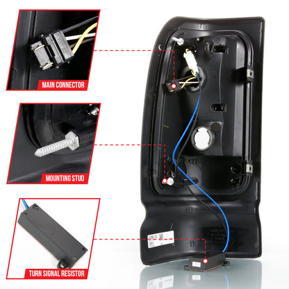 ANZO 1994-2001 Dodge Ram 1500 LED Taillights Plank Style Black w/Clear Lens 311339 311339 Photo - Unmounted