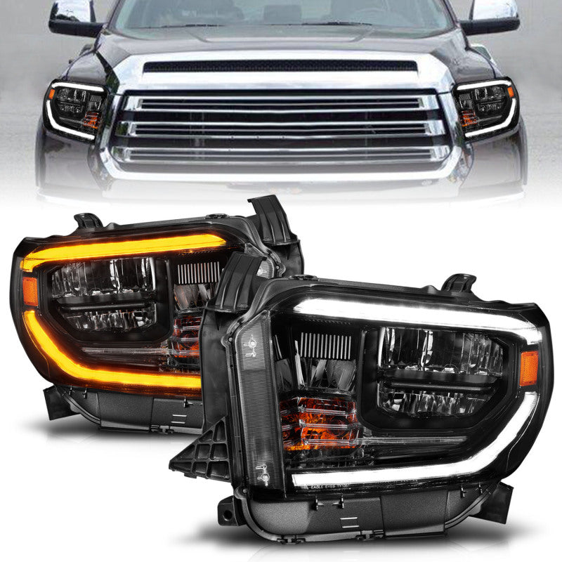 ANZO 2014-2021 Toyota Tundra LED Crystal Headlights w/ Switchback Black Housing w/ DRL 111533 111533 Photo - Primary