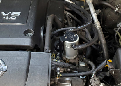 J&L 2005-2019 Nissan Frontier 4L Oil Separator 3.0 - Clear Anodized 3109P-C 3109P-C Photo - Mounted