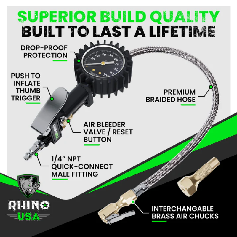 Rhino USA 100 Psi Analog Tire Inflator Gauge RGAUGE-0100 RGAUGE-0100 User 1