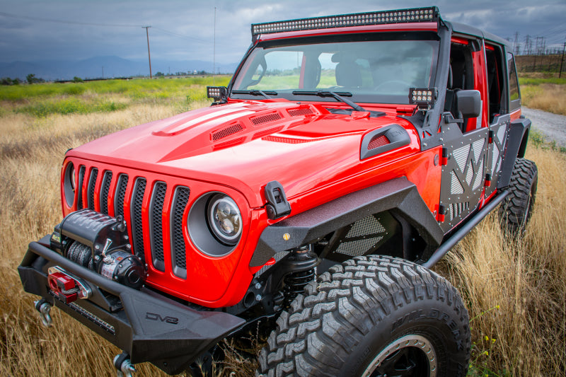 DV8 Offroad 18+ Jeep JL Heat Dispersion Hood - Primer Black HDMBJL-01 HDMBJL-01 Photo - Mounted