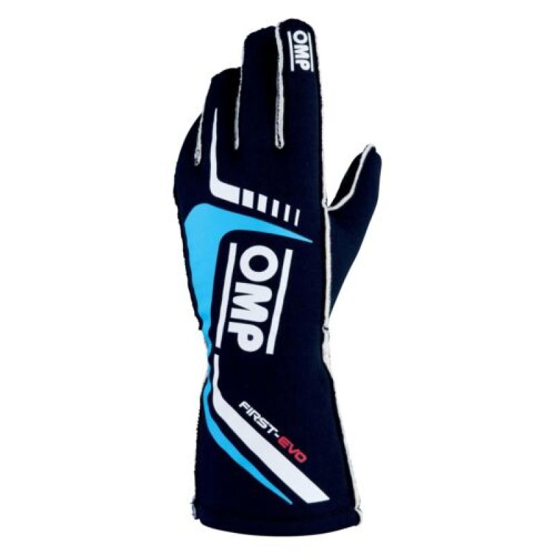 OMP First Evo Gloves Blu Navy/Ciano - Size M (Fia 8856-2018) IB0-0767-A01-244-M IB0-0767-A01-244-M Photo - Primary