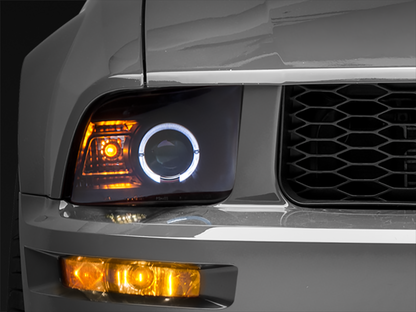 Raxiom 05-09 Ford Mustang Halogen 2010 Style LED Halo Headlights-Blk Hsng(Clear Lens/Excludes GT500) 101682 101682 Photo - Primary