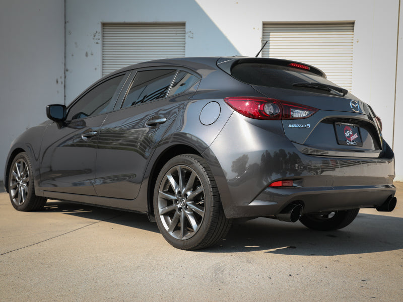 aFe Takeda 2-1/2in 304 SS Cat-Back Exhaust w/ Black Tips 14-18 Mazda 3 L4 2.0L/2.5L 49-37015-B 49-37015-B Photo - Mounted