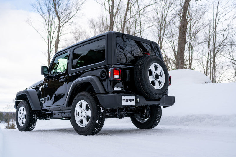 MBRP 18-20 Jeep Wrangler JL 2.5in Single Rear Exit Cat Back Exhaust - Aluminum S5533AL S5533AL Photo - lifestyle view