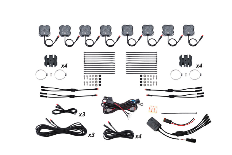 Diode Dynamics Stage Series SXS Rock Light Installer Kit - RGBW M8 w/Controller (8-pack) DD7753C DD7753C Photo - Primary