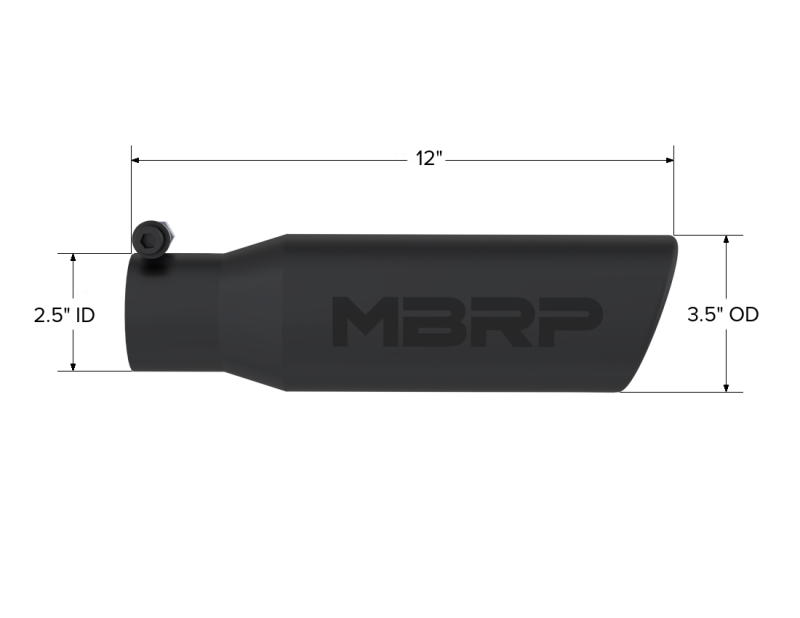 MBRP Universal Tip 3in O.D. Angled Rolled End 2 inlet 12 length T5113BLK Photo - Close Up