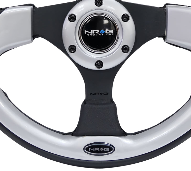 NRG Reinforced Steering Wheel- 320mm Sport Steering Wheel w/ Silver Trim 10TCU RST-001SL Photo - Primary