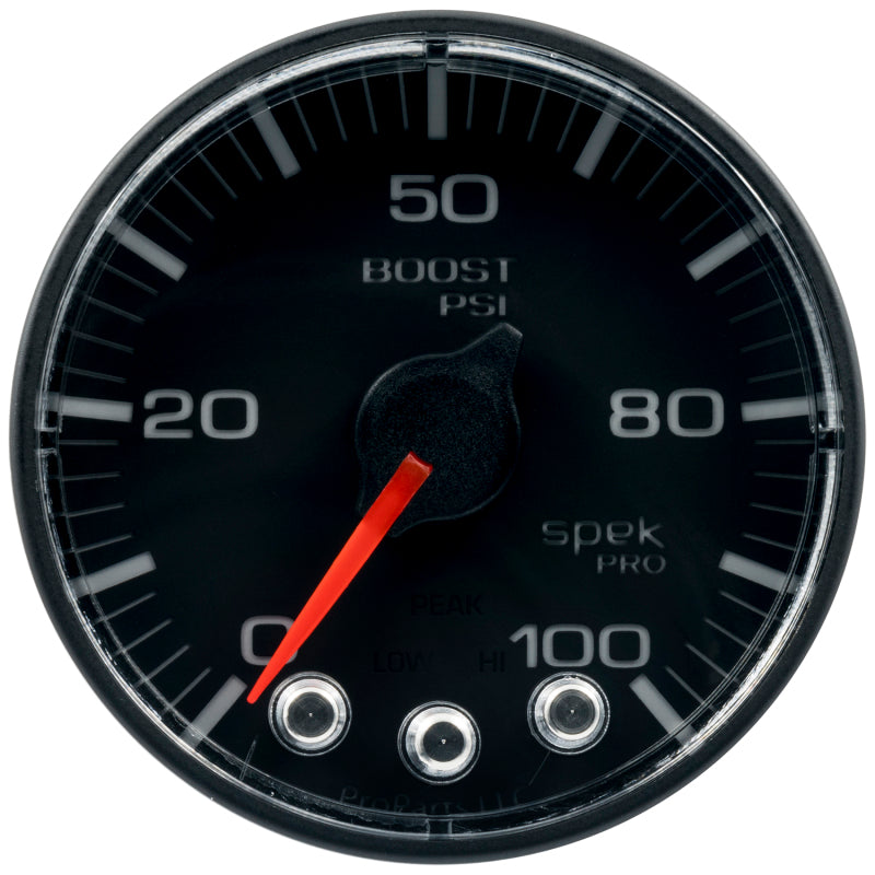 Autometer Spek-Pro Gauge Boost 2 1/16in 100psi Stepper Motor W/Peak & Warn Blk/Blk P305328 P305328 User 2