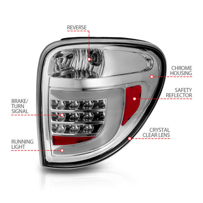 ANZO 2004-2007 Dodge Grand Caravan LED Tail Lights w/ Light Bar Chrome Housing Clear Lens 311367 311367 Photo - Unmounted