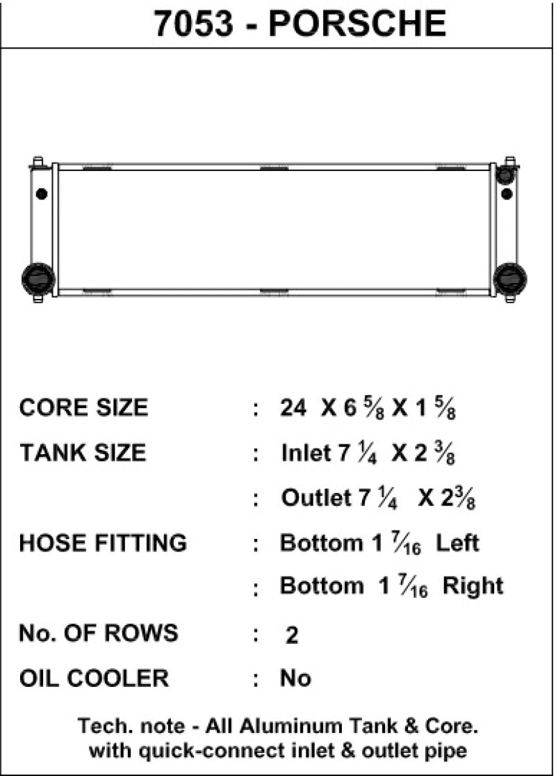 CSF Porsche 911 Turbo (996) Porsche 911 GT2 (996) Porsche 911 GT2 and GT3 7053 Technical Drawing