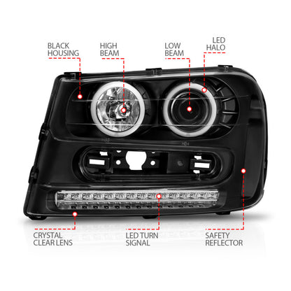Anzo 2002-2009 Chevrolet Trailblazer Projector Headlights w/ Halo Black 111127 User 4