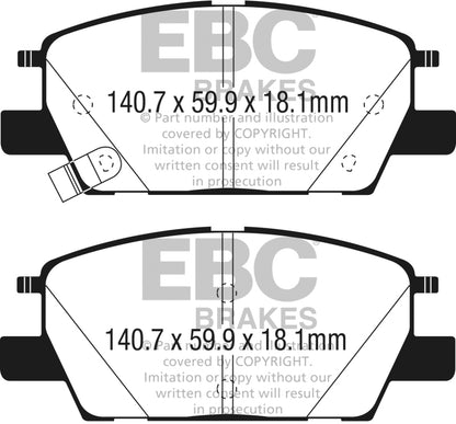 EBC 2016+ Chevrolet Malibu 1.5L Turbo (Elec PB) Redstuff Front Brake Pads DP33068C DP33068C Photo - Primary