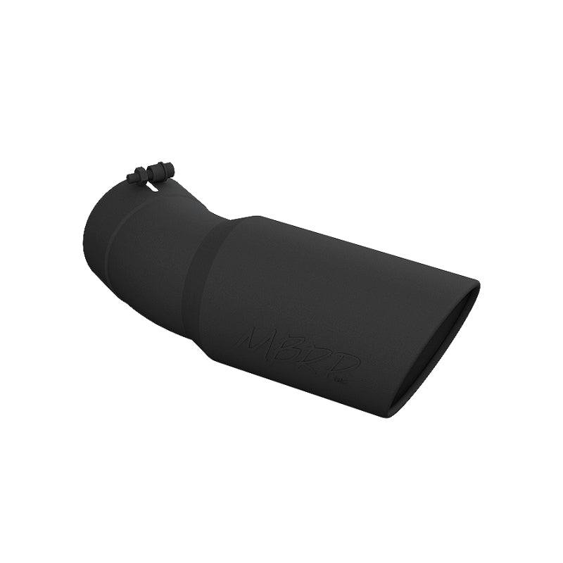 MBRP Universal Tip 6in OD 5in Inlet 15.5in Length 30 Deg Bend Angled Rolled T5154BLK Photo - Primary