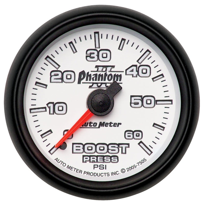 Autometer Gauge, Boost, 2 1/16", 60Psi, Mechanical, Phantom II 7505 Photo - Primary