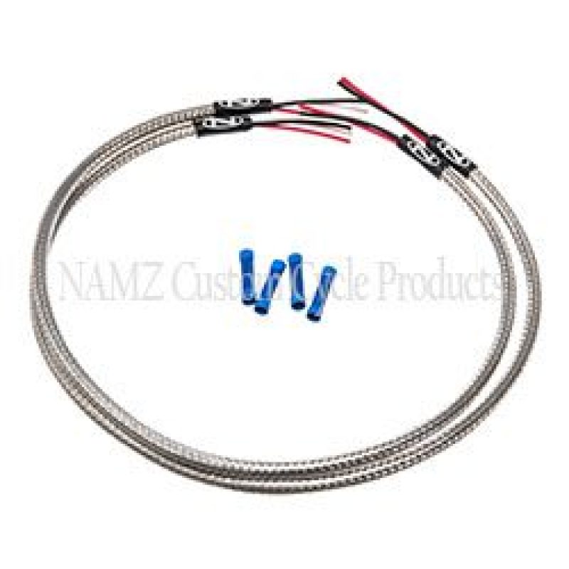 NAMZ Turn Signal Harness 24in. (SS Braided & Clear Coated - For Triple Tree Mounted Signals) NTSH-2402 NTSH-2402 Photo - Primary