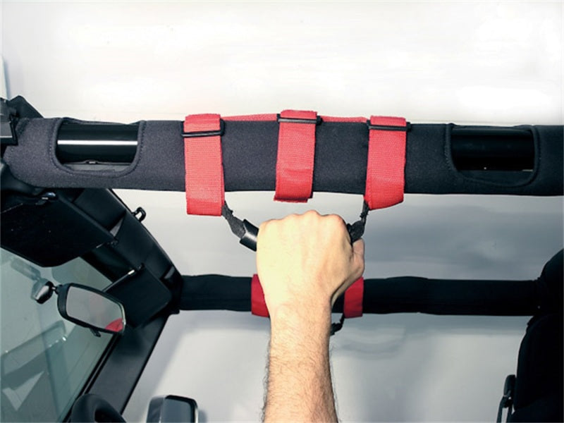 Rugged Ridge Ultimate Grab Handle Kit, Red; 55-18 Jeep CJ/Wrangler YJ/TJ/JK/JL 13505.03 Photo - Mounted