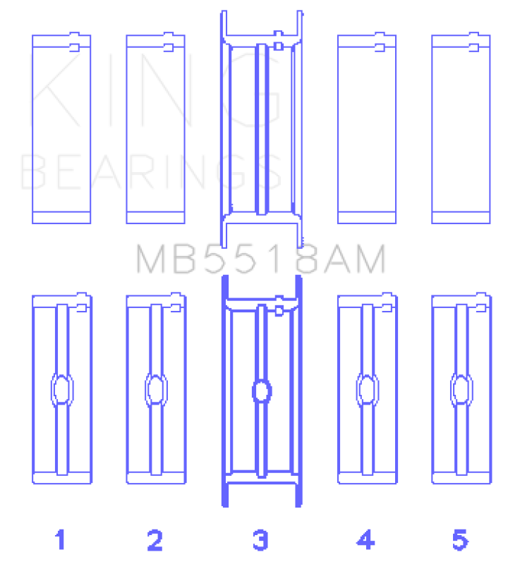 King Engine Bearings King AMC / Jeep 390 & 401 (STD Size) Crankshaft Main Bearing Set MB5518AM MB5518AM Photo - Primary