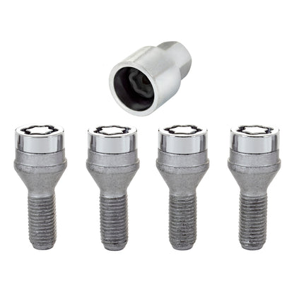 McGard Wheel Lock Bolt Set - 4pk. (Cone Seat) M12X1.25 / 19mm Hex / 25.6mm Shank Length - Chrome 27261 27261 Photo - out of package