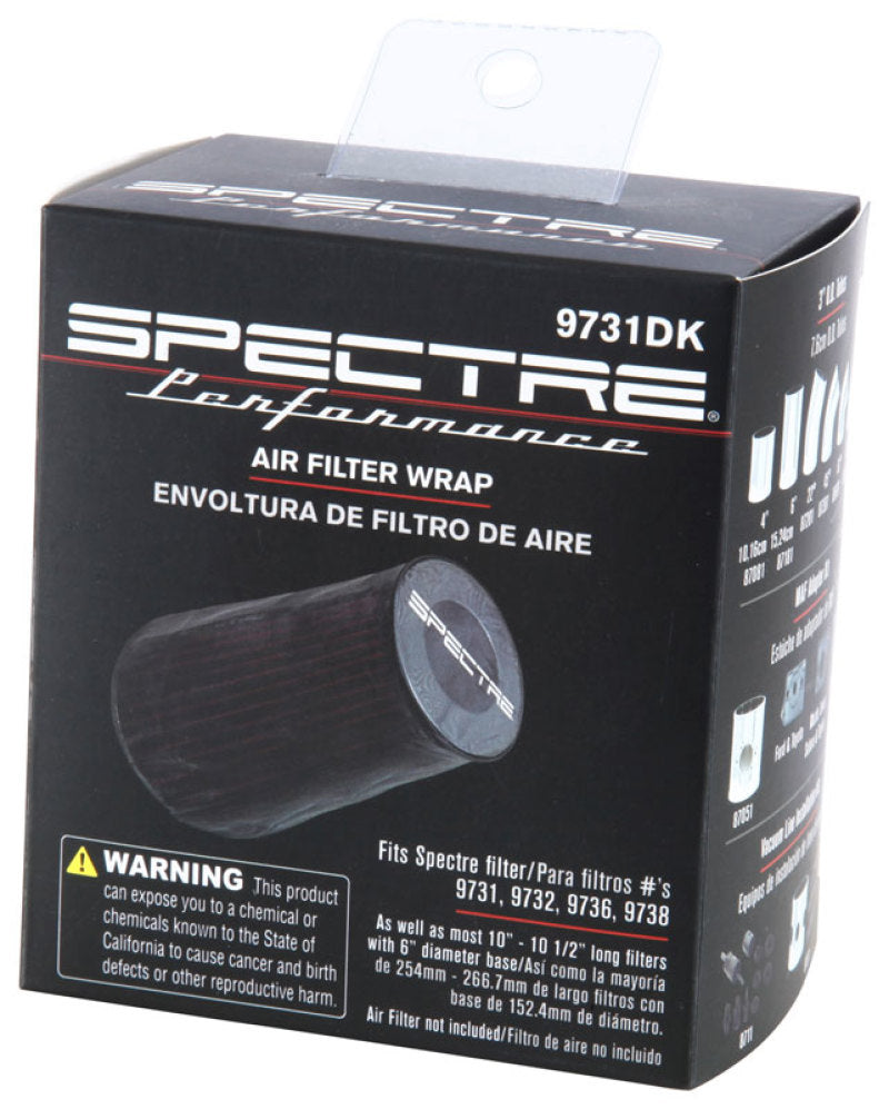 Spectre Universal Pre-Filter Wrap 6.125in. x 9.125in. - Black 9731DK 9731DK Photo - in package