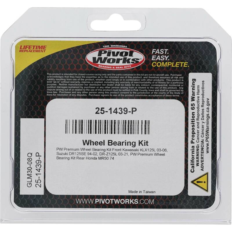 Pivot Works Honda, Kawasaki, Suzuki Wheel Bearing Kit Premium Bearings 25-1439-P 25-1439-P Photo - Primary