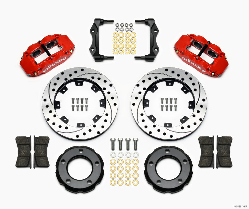 Wilwood FNSL4R Front Kit, 12.19", Drilled, Red, 82-86 Jeep CJ 140-12613-DR Photo - Primary