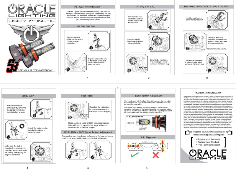 ORACLE Lighting Oracle 880 - S3 LED Headlight Bulb Conversion Kit - 6000K S5246-001 S5246-001 User 4