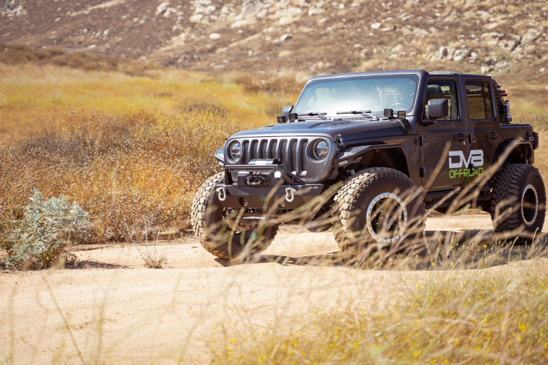 DV8 Offroad 07-23 Jeep Wrangler/Gladiator JT/JK/JL FS-25 Stubby Front Bumper w/Plated Bull Bar FBJL-06 FBJL-06 Photo - Unmounted