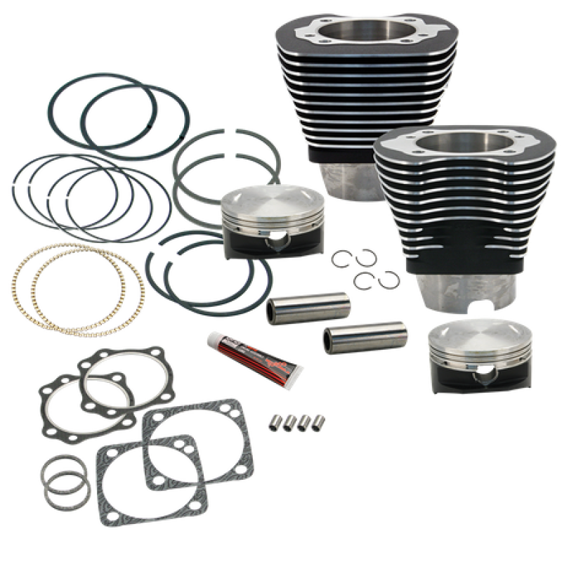 S&S Cycle 84-99 BT 4 1/8in Bore Cylinder & Piston Kit For S&S V117 Engine - WBlack 910-0225