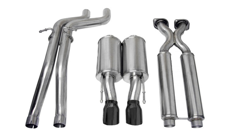 Corsa Performance 2.5" Dual Center Rear Exit Cat-Back Exhaust System with 4.0" 14451BLK Photo - Primary