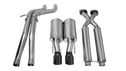 Corsa Performance 2.5" Dual Center Rear Exit Cat-Back Exhaust System with 4.0" 14451BLK Photo - Primary