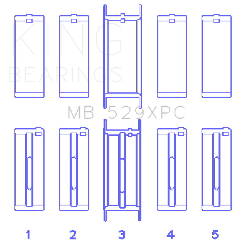 King Engine Bearings King Ford 260CI/289CI/302 5.0L Windsor Coated Crankshaft Main Bearing Set MB529XPC MB529XPC Photo - Primary