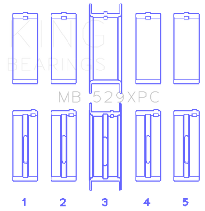 King Engine Bearings King Ford 260CI/289CI/302 5.0L Windsor Coated Crankshaft Main Bearing Set MB529XPC MB529XPC Photo - Primary