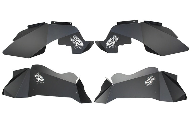 Fishbone Offroad 07-18 Jeep Wrangler JK Logo Aluminum Inner Fenders - Black Powdercoat FB33073