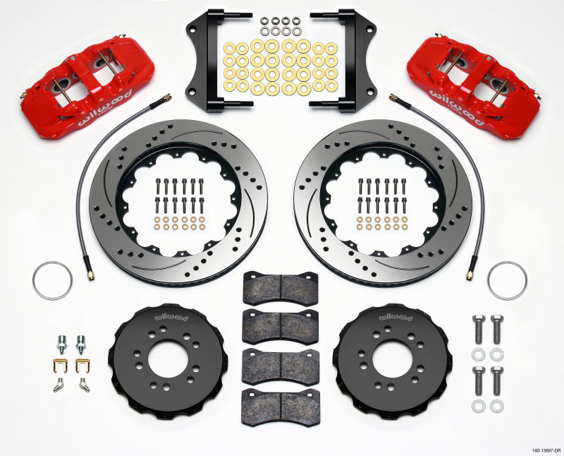 Wilwood AERO6 Front Hat Kit 14.25 Drilled Red 2014-Up Corvette C7 w/Lines 140-13697-DR 140-13697-DR Photo - Primary