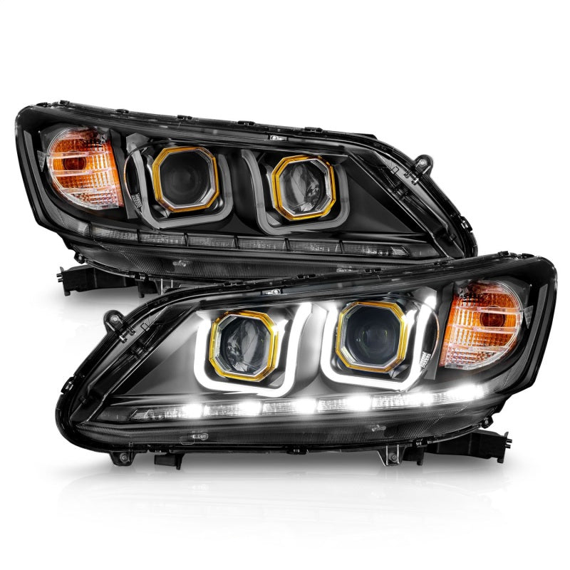 Anzo 2013-2015 Honda Accord Projector Headlights w/ U-Bar Black 121492 Photo - Unmounted